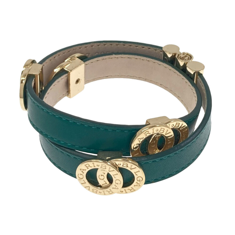 BVLGARI Green Leather Charm Bracelet
